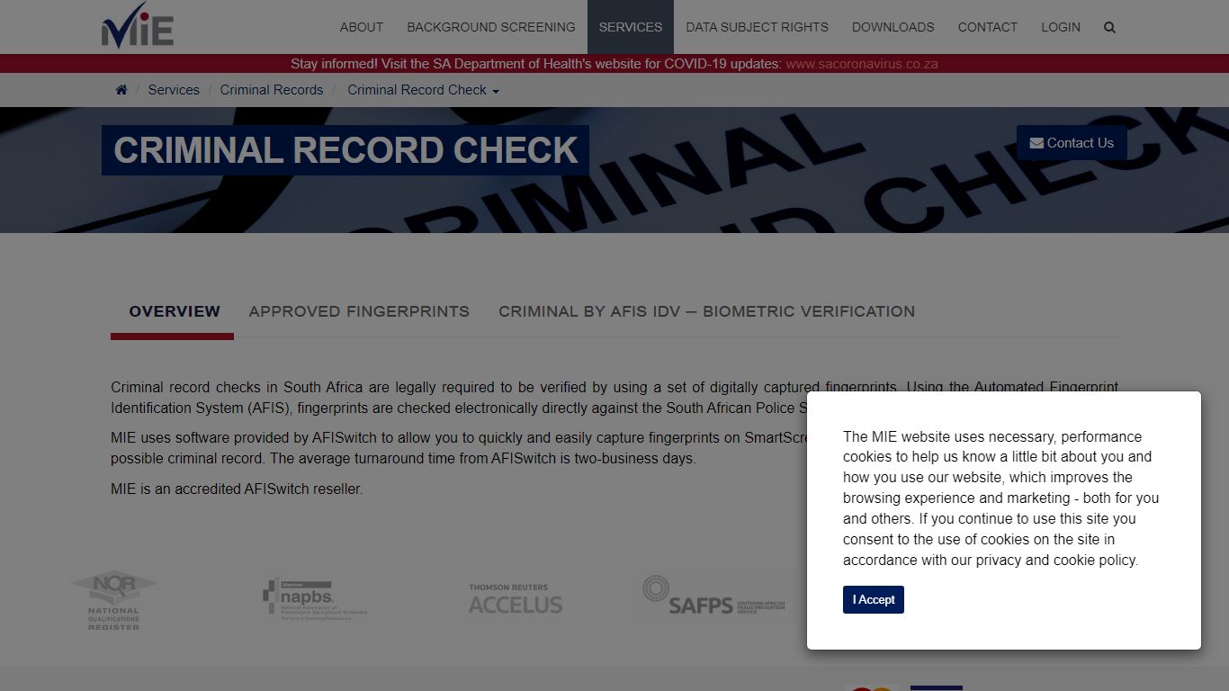 Criminal Record Check - MIE