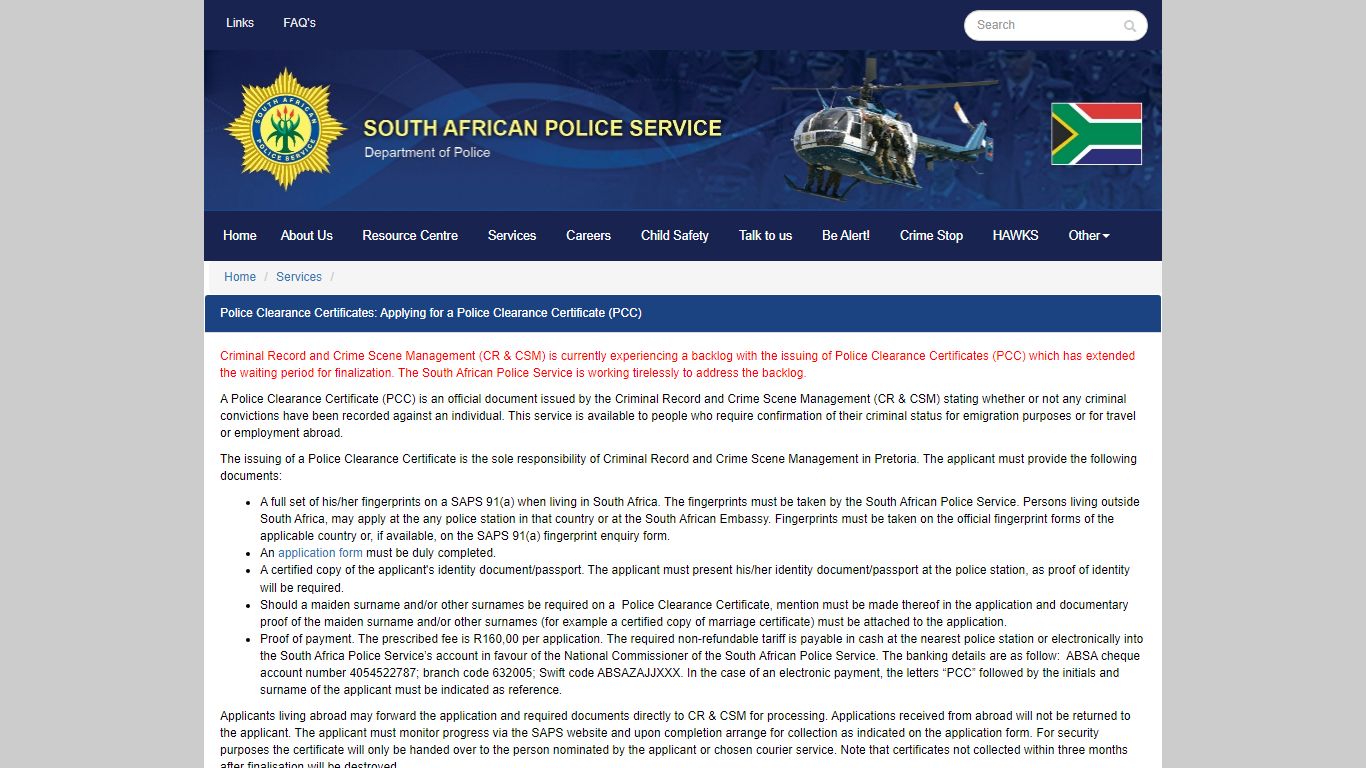 Services | SAPS (South African Police Service)