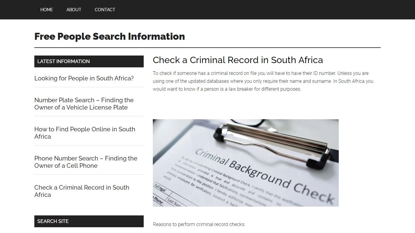 Check a Criminal Record in South Africa - Free People Search Information