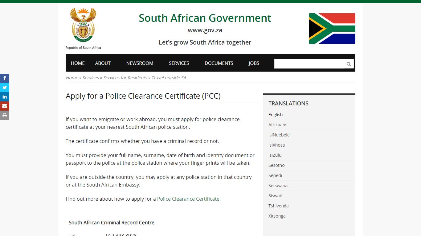 Apply for a Police Clearance Certificate (PCC) | South African ... - Gov